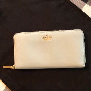 Kate Spade light blue leather zip around wallet
